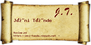 Jáni Tünde névjegykártya